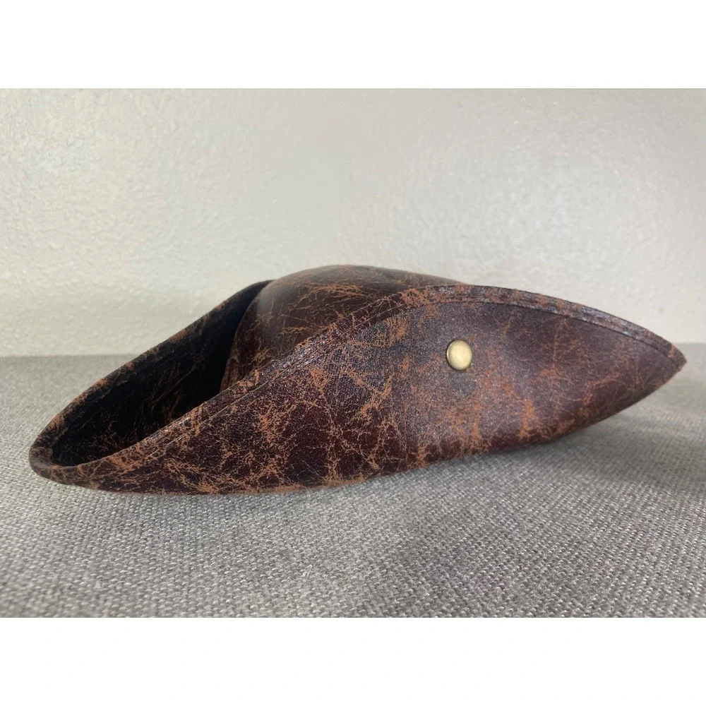 Kids Brown Distressed Faux Leather Tricorn Hat Pirate Colonial Halloween Costume